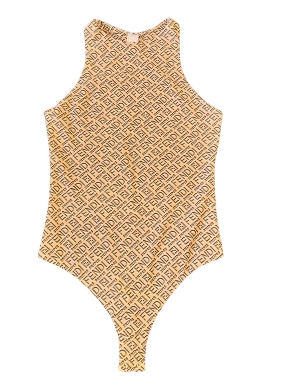 Fendi x SKIMS Logo Print Thong Bodysuit Tan Brown Size Small